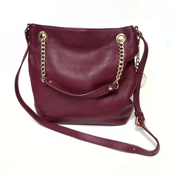 Michael Kors Purse Jet Set Tote Bag Burgundy with Gold Chain - Picture 1 of 11